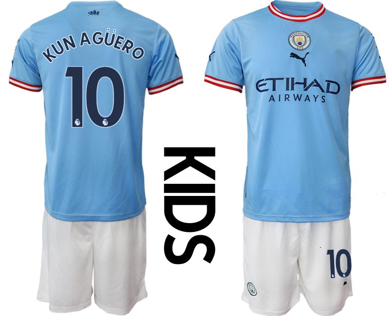 Youth 2022-2023 Club Manchester City home blue #10 Soccer Jerseys->youth soccer jersey->Youth Jersey